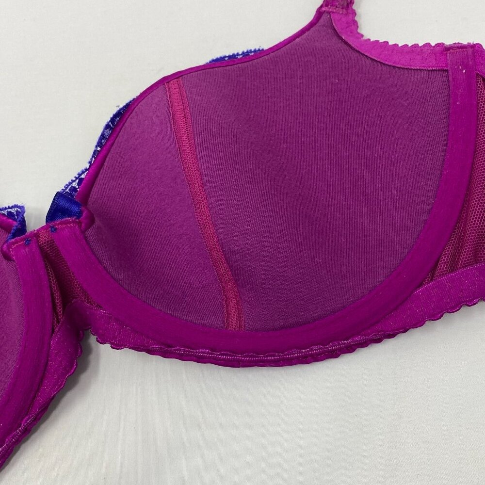 Agent Provocateur Molly Purple Silk Bra 36D New - Picture 12 of 14